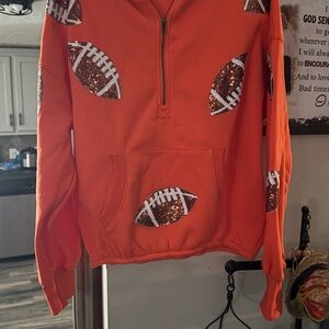 BiBi Orange Football Sequin Sweatshirt